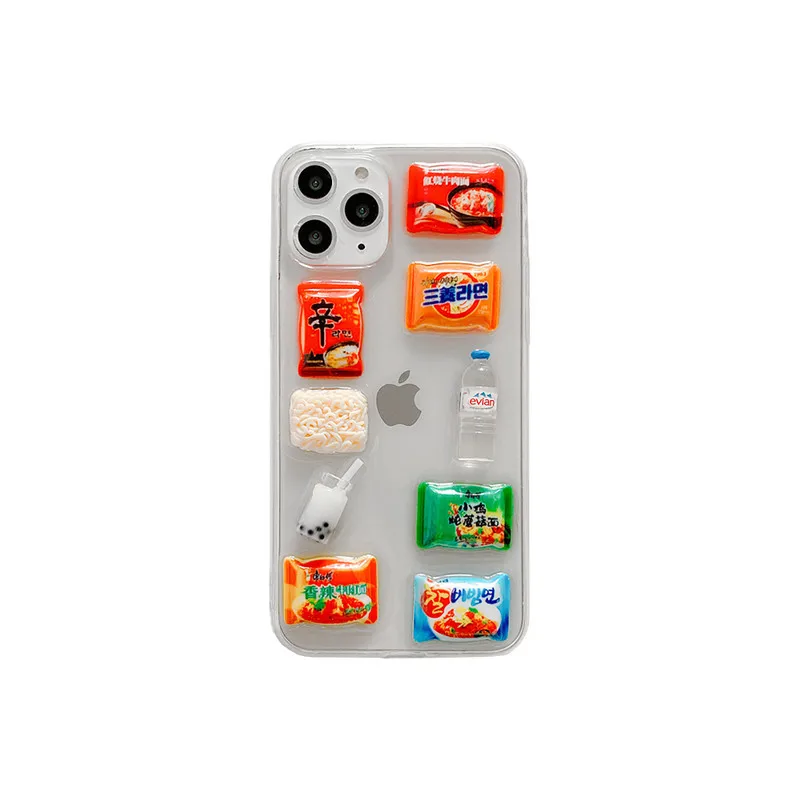 

3D Kawaii Japanese Drink Pattern Transparent Phone Case For iPhone 11 Pro Max X Xsmax Xr Xs 6 6S 7 8 Puls Cases Soft TPU Cover