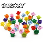 Круглая Пластина Marumine 33291, 1x1, с краем цветка, 4 ручки, цветок, листья, 500 шт., строительный блок, аксессуары, детали, детские игрушки