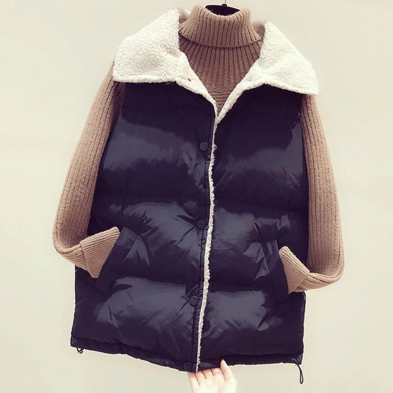 

2020 Winter Lamb Vest Women New Student Sleeveless Waistcoat Warm Down Cotton Vest Winter Keep Warm Winter Vest Coat