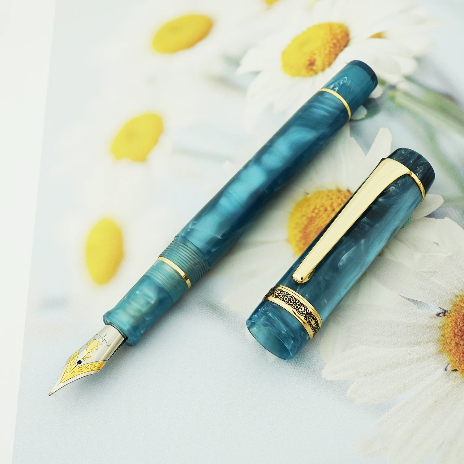 Kaigelu 316A Celluloid Fountain Pen Beautiful Blue Patterns Iridium EF/F/M Nib Writing Ink Office Business School Gift | Канцтовары для