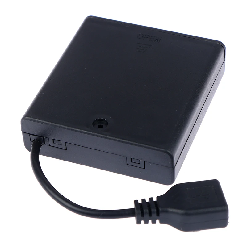 

1PC High Quality 4 X AA USB Battery Box for 5V LED Strip Lights USB Mini Power Supply