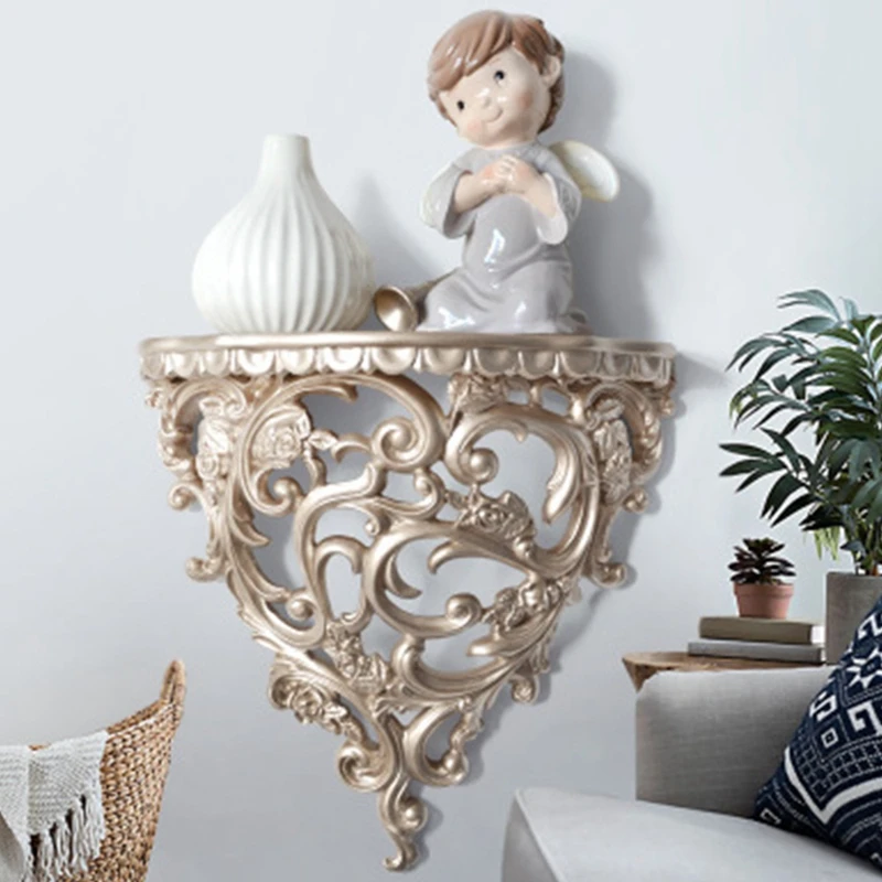 

Decorative Shelves for Living Room Ornament Flowers Wall Hanging Storage Rack European Style Decor Home