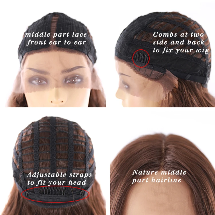 

Blonde Wig Ombre Color Synthetic Lace Front Wigs for Women Medium Length Middle Part Natural Wave High Temperature Fiber X-TRESS