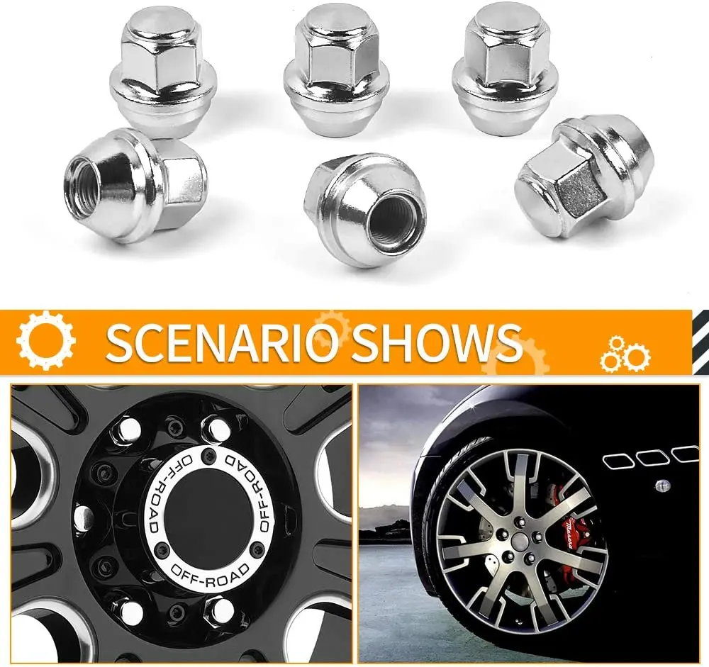 

M12x1.5 One-Piece Chrome OE Factory Style Large Acorn Seat Lug Nuts for Ford Escape/Ford Focus/Ford Fusion Factory Wheels