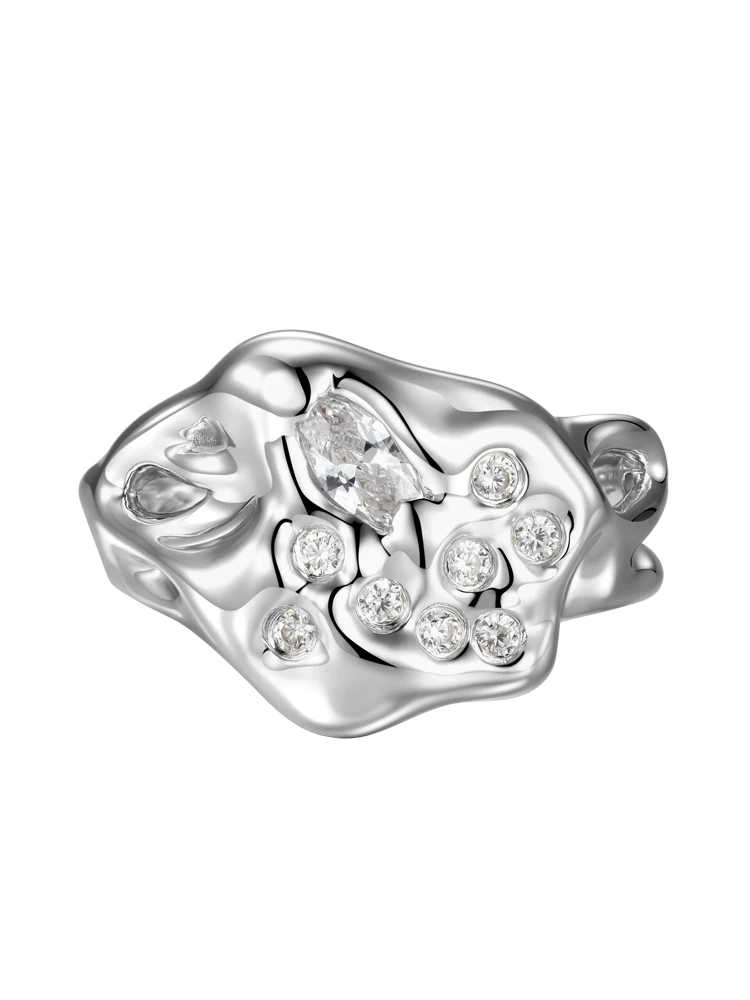 

YVMIN YVMIN Ripple 2021 Spring and Summer Series Dense Inlaid Jewel Expansion Ring S925 Silver