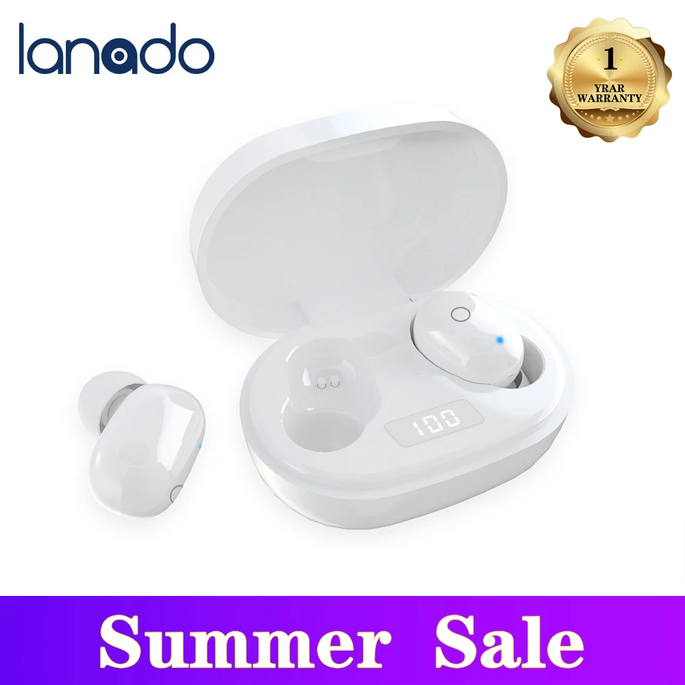 Lanado наушники вкладыши TWS Bluetooth 5 0 светодиодный Дисплей в уши гарнитура супер бас