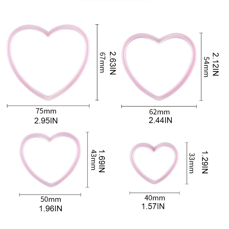 

4 Pieces Different Sizes Cookie Cutters Molds for Sandwiches Fondant Cake Baking