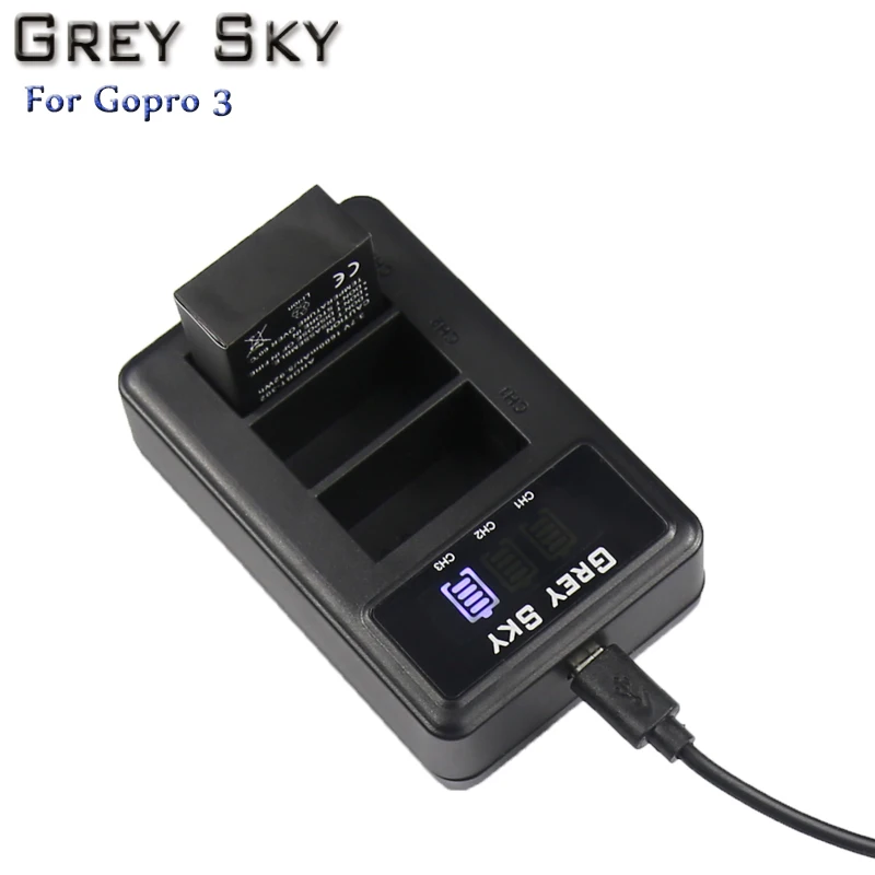 Bateria Gopro hero 3 hero 3 3+ батарея+ светодиодный 3-слоты USB зарядное устройство для GoPro hero 3 черный/серебристый/белый аксессуары для экшн-камеры