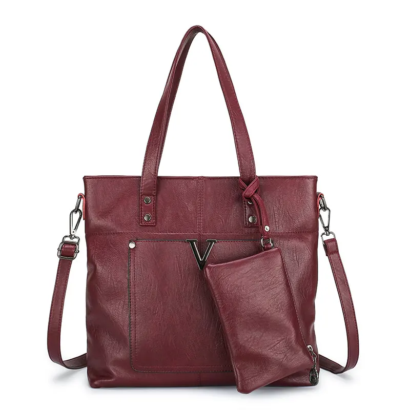 Женские сумки через плечо для женщин Tote mochila mujer клатч sac основные кожаные сумки через плечо сумочки и сумочка - Цвет: WineRed