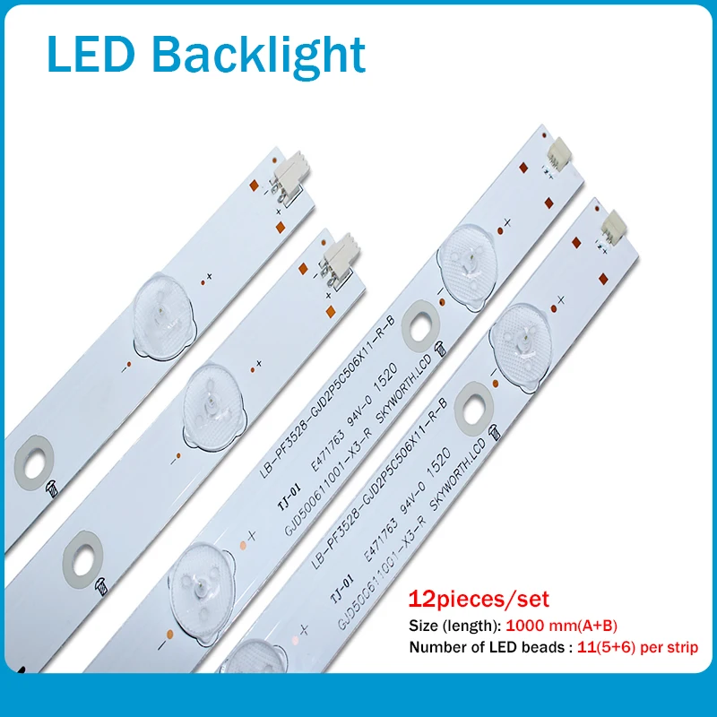 

1set=12pcs Led backlight for LE50D1452 T5002S 50PFF3655/T3 LD50V02S LB-PF3528-GJD2P5C506X11-R/L-H/B 6leds+5leds