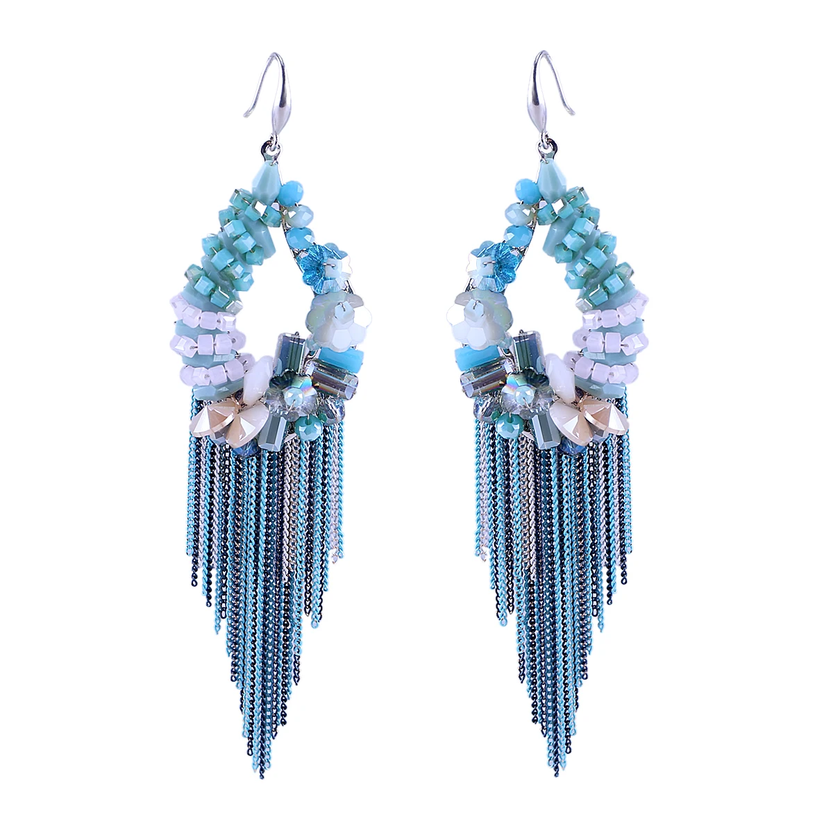 Женские серьги с кристаллами позолоченные сережки Крючки ручной работы бусинами