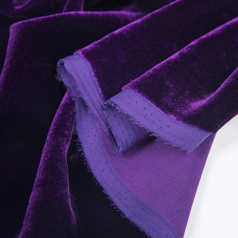 

High End Autumn Violet cotton Silk Velvet Fabric Skin-friendly Solid Color Dress Clothing Fabric