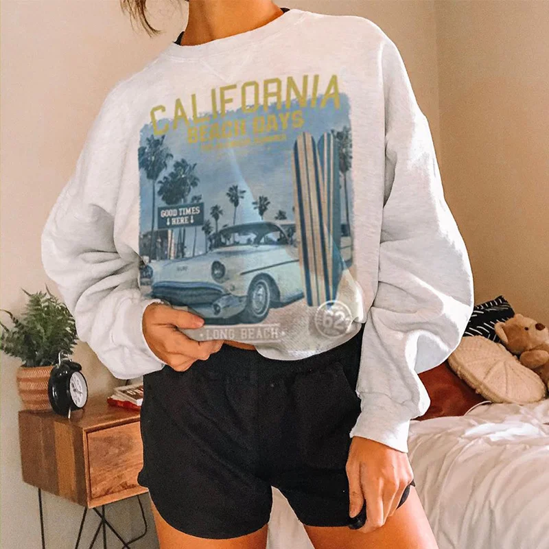 

Letter Pattern Print Pullovers Vintage Chic Design Sweatshirt Women Girls Oversized BF 2020 Autumn Long Sleeve Casual Sport Tops