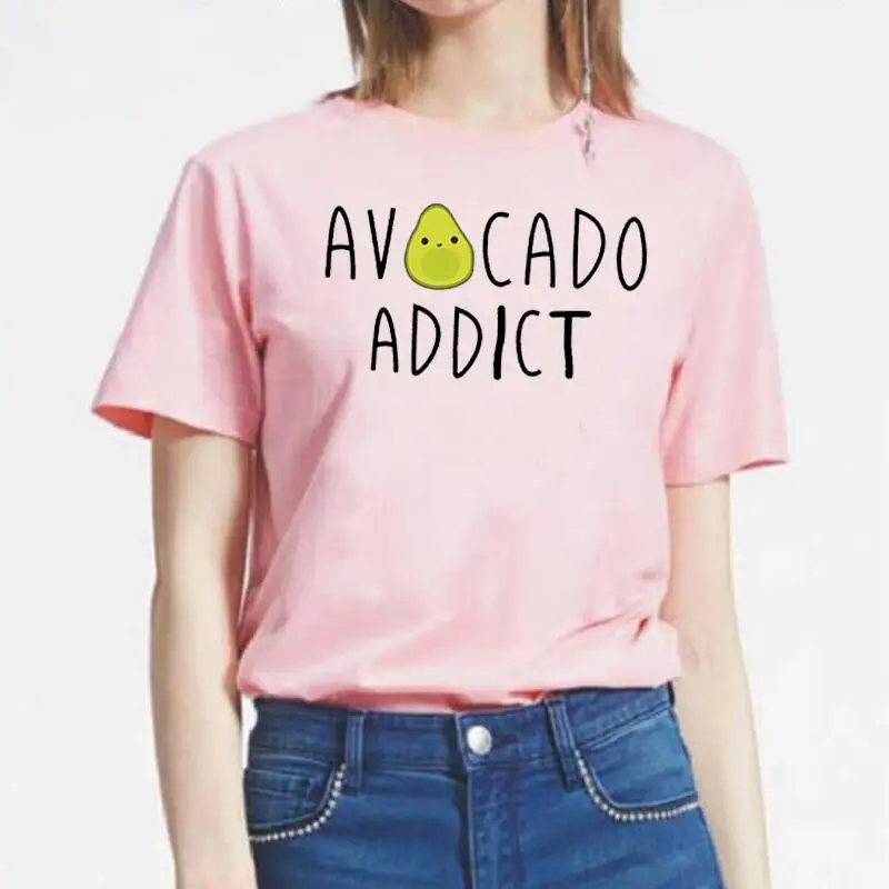 Футболка женская с коротким рукавом модный топ забавным принтом авокадо для