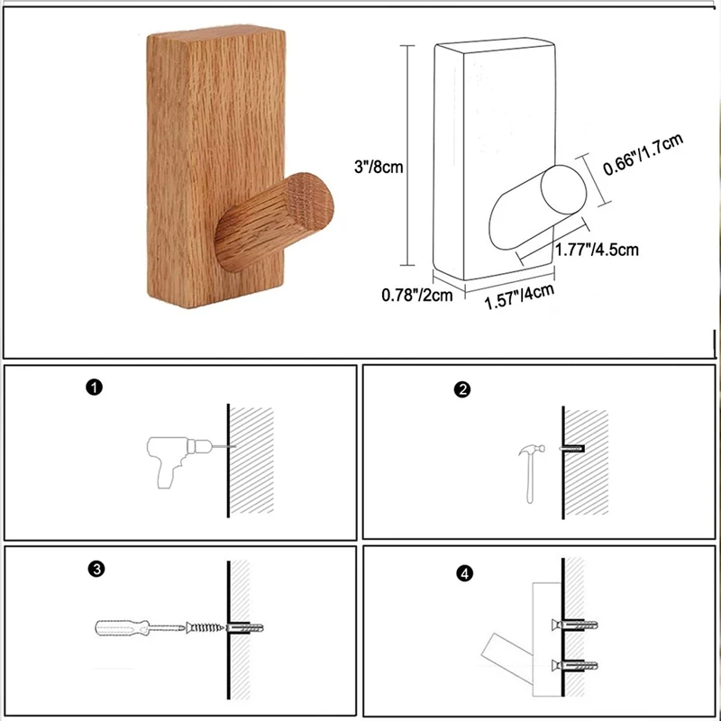 

Wood Wall Hooks Hat Rack, Wooden Coat Hooks Wall Mounted,Hat Hanger Towel Rack, Heavy Duty Hooks (5 Pack)