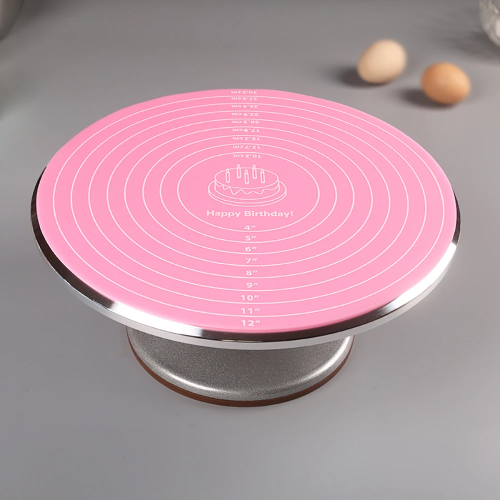 

12 Inches Confectionery and Pastry Accessories Multi-function Cooking Pad Round Silicone Size Mark Placemat Cake Mat Baking Tool