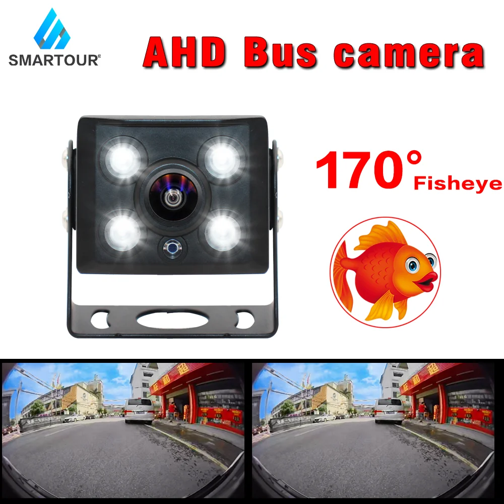 

Smartour AHD LED 170Deg Fisheye Night Vision Car Truck Bus Rear View Side Camera HD Parking For Bus Vehicle Monitor Metal Shell