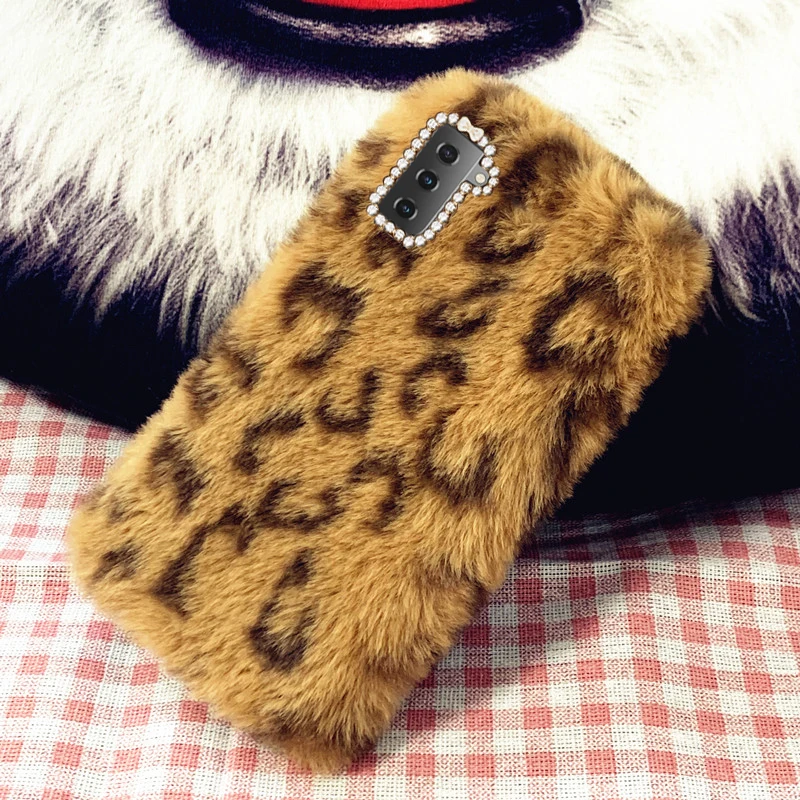 

Fashion warm Case For Galaxy S21 back Cover Texture design Fluffy Rabbit Silicone Cover Capa For Samsung S21 Plus Ultra Cases