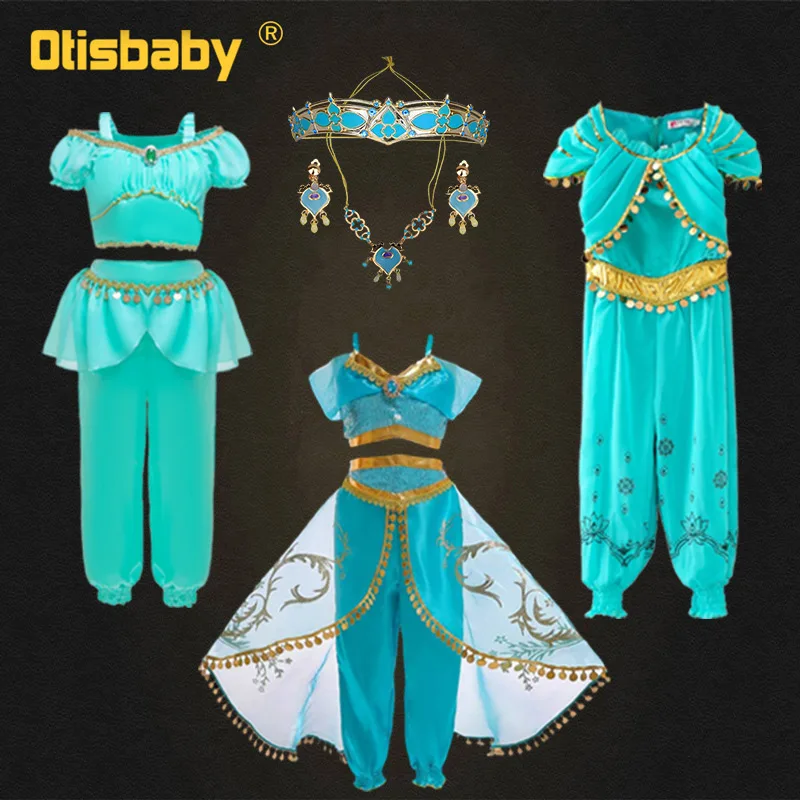 Аладдин жасмин костюмы для косплея девочек танец живота одежда Фея рюшами платье
