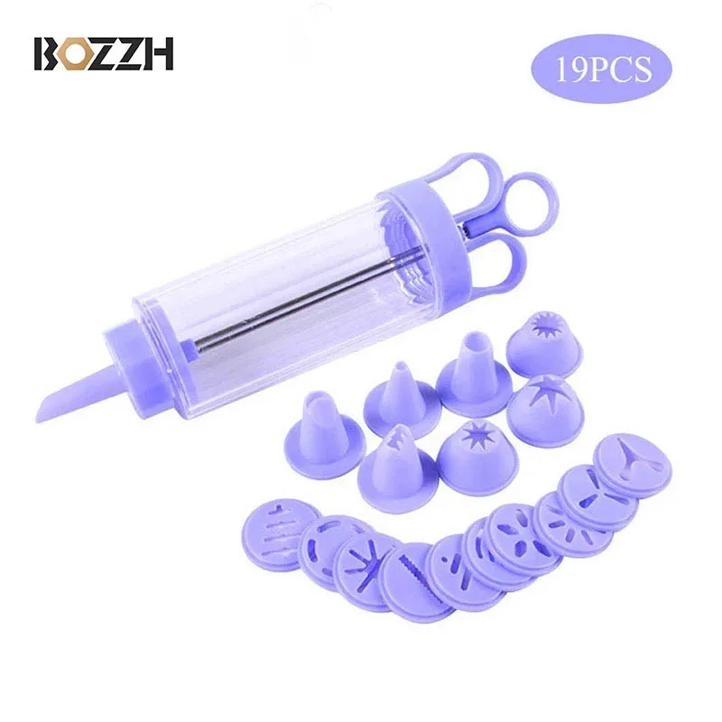 BOZZH DIY Manual Cookie Press Maker Machine Gun Decorating Squeezing Machine for Making Churros Device Fritters Baking Tool