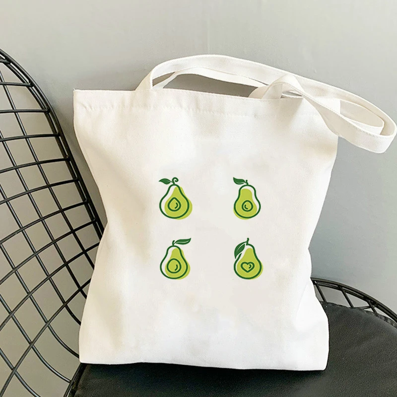

Fruit Avocado Bag Woman Tote Anime Travel Bags Designer Handbags 2021 Shopping for Boutique Korean Canvas Shopper Women's Roomy