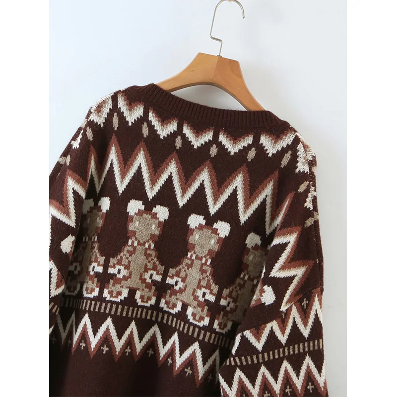 

2020 New Women knitted sweater cartoon print O-Neck Long Sleeves Sweater Casual female fashion casual women clothes