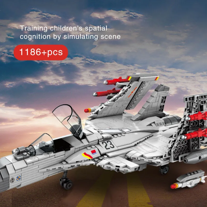 

SEMBO 1186pcs Militare Cinese J-15 Carrier Fighter Aircraft Flying Shark Model Building Block Bricks Puzzle Toy For Child