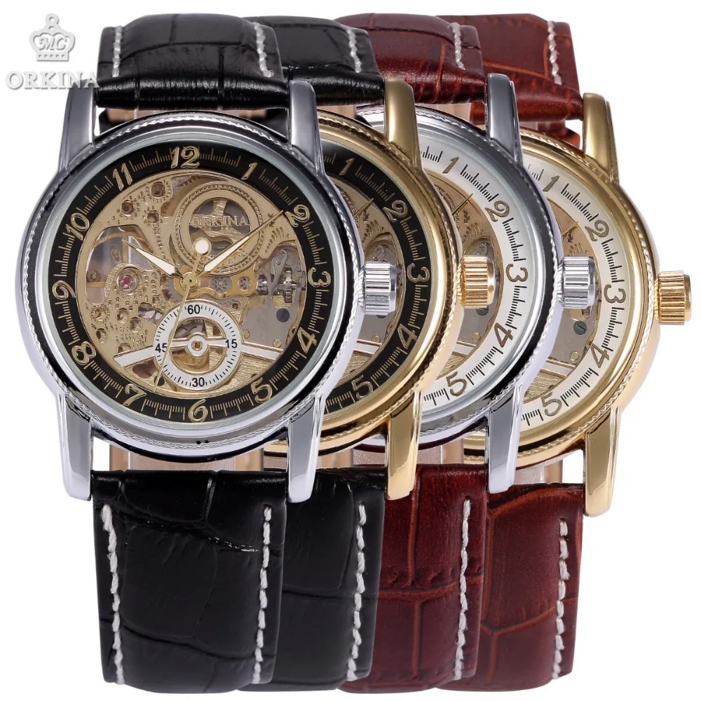 Классические ретро мужские часы скелетоны русские стильные автоматические