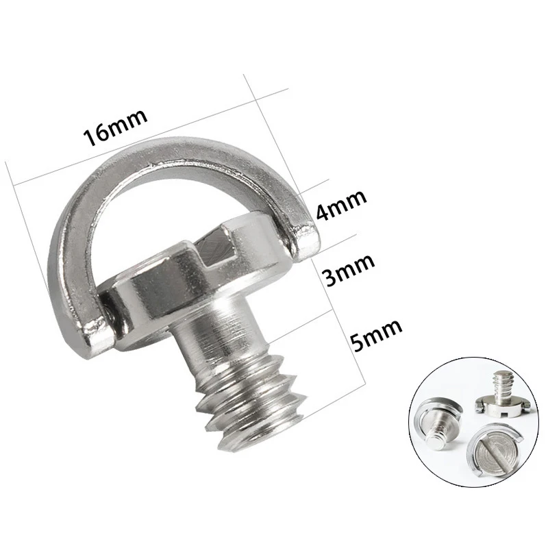 

1/4" Camera Screw For Quick Release Plate, 1/4 inch Folding D-Ring Adapter Tripod Monopod Quick Release Plate Camera Screw