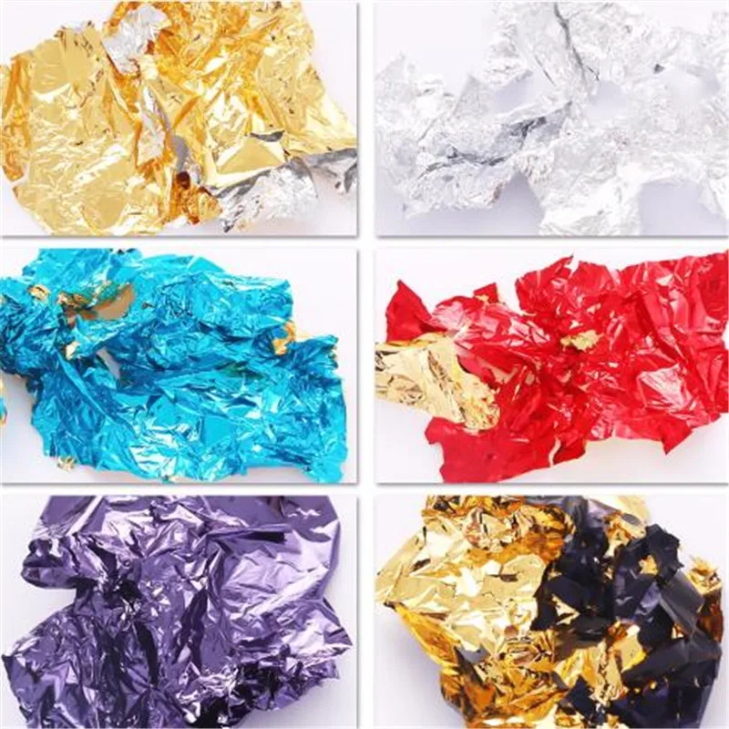 

8 Colors Nail Gold Silver Glitter Red Flake Chip Foil Paper Sticker Manicure Paillette Nail Art Decoration Sequin Decal F539