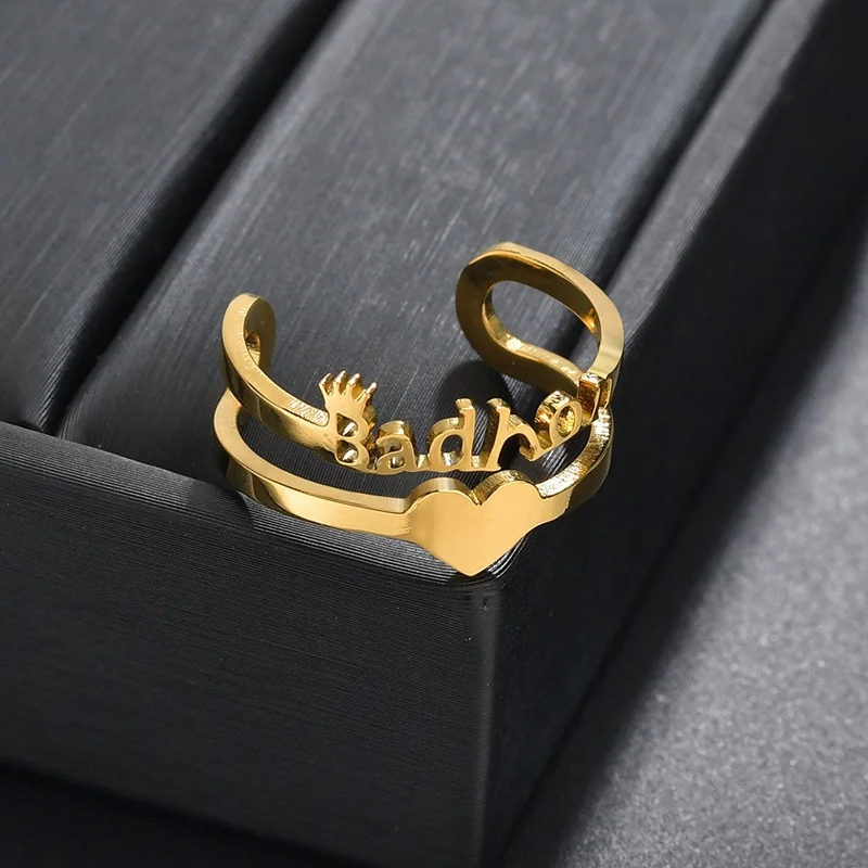 

Personalized Ring Customed Adjustable Ring Stainless Steel Name Rings Women New Fashion Adjustable Size Gifts For Birthday Party