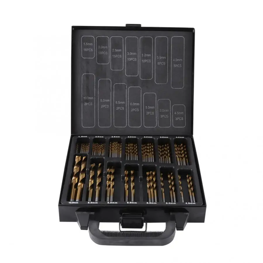 

99 Pcs Piece HSS Titanium Coated Drill Bit Set 1.5MM-10MM with Case Step Drill Diamond Drill High Quality