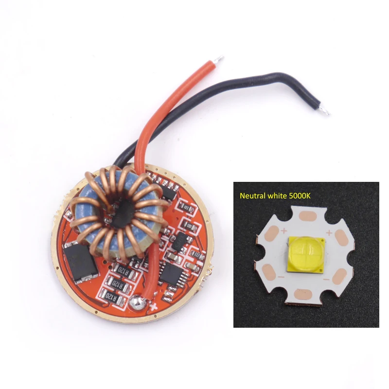 driver with 5000K Cree XLamp XHP70 XHP70.2 6 в светодиодный драйвер 26 мм 1 Режим 5 Режим вход DC6V-15V выход 6 в 5000ма для XHP70 светодиодный фонарик DIY - Цвет: driver with 5000K