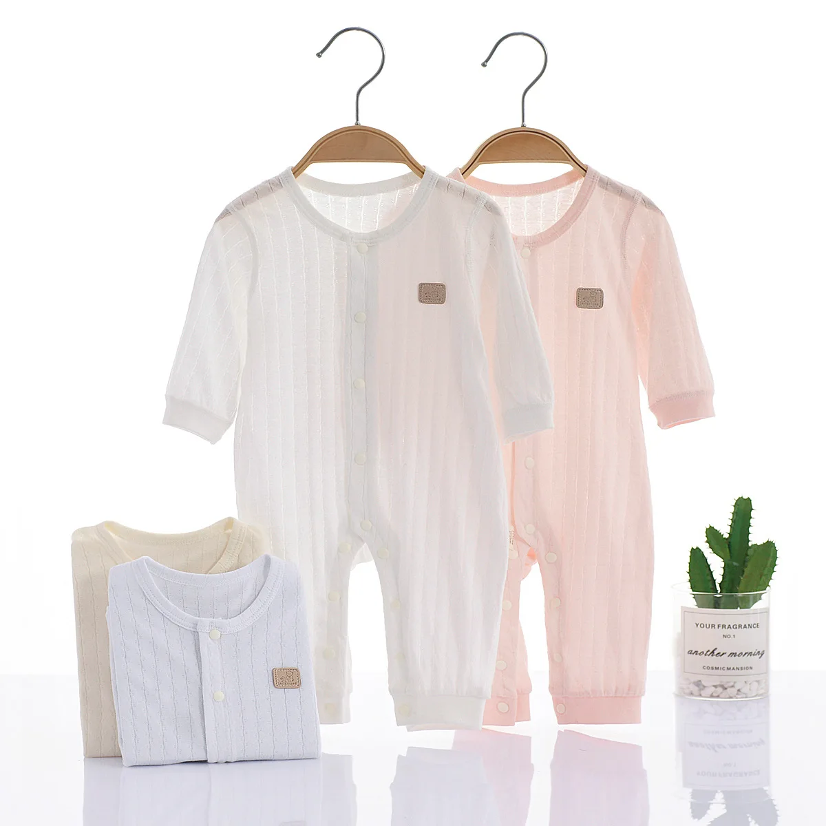 

Baby Jumpsuit Thin Summer Pure Cotton a Pair of Buckles Long-Sleeve Jumpsuit Newborn Baby Boy Baby Girl Pajamas Romper