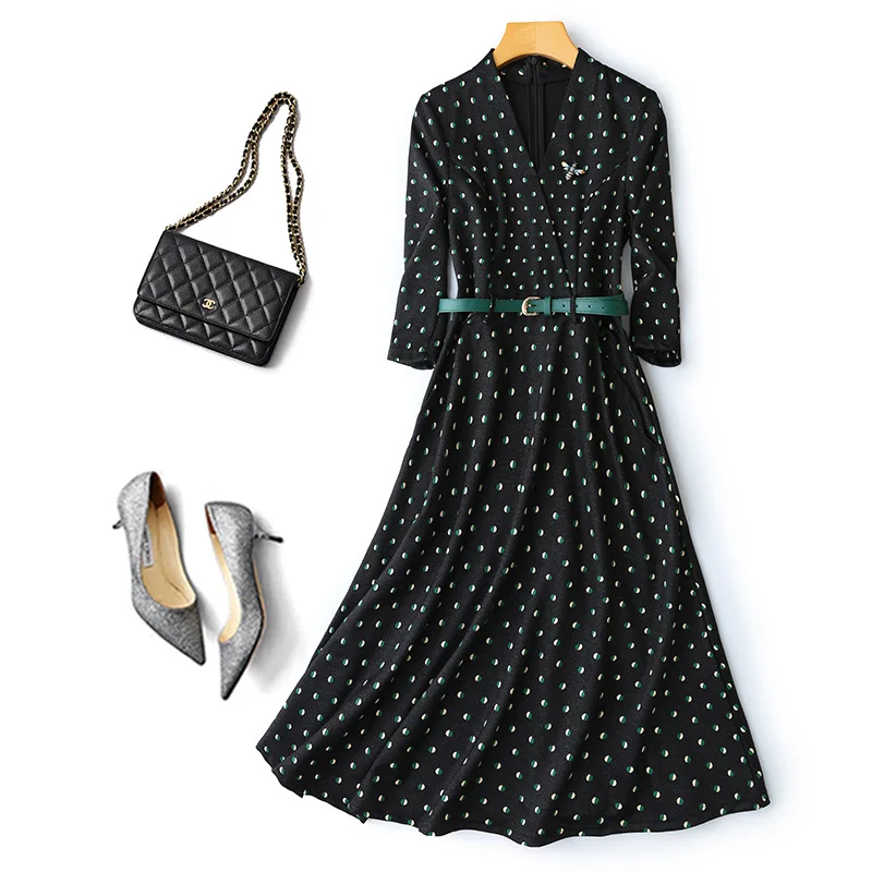 Европейский стиль 2019 Осенняя мода Длинный блейзер Платье женское с v образным