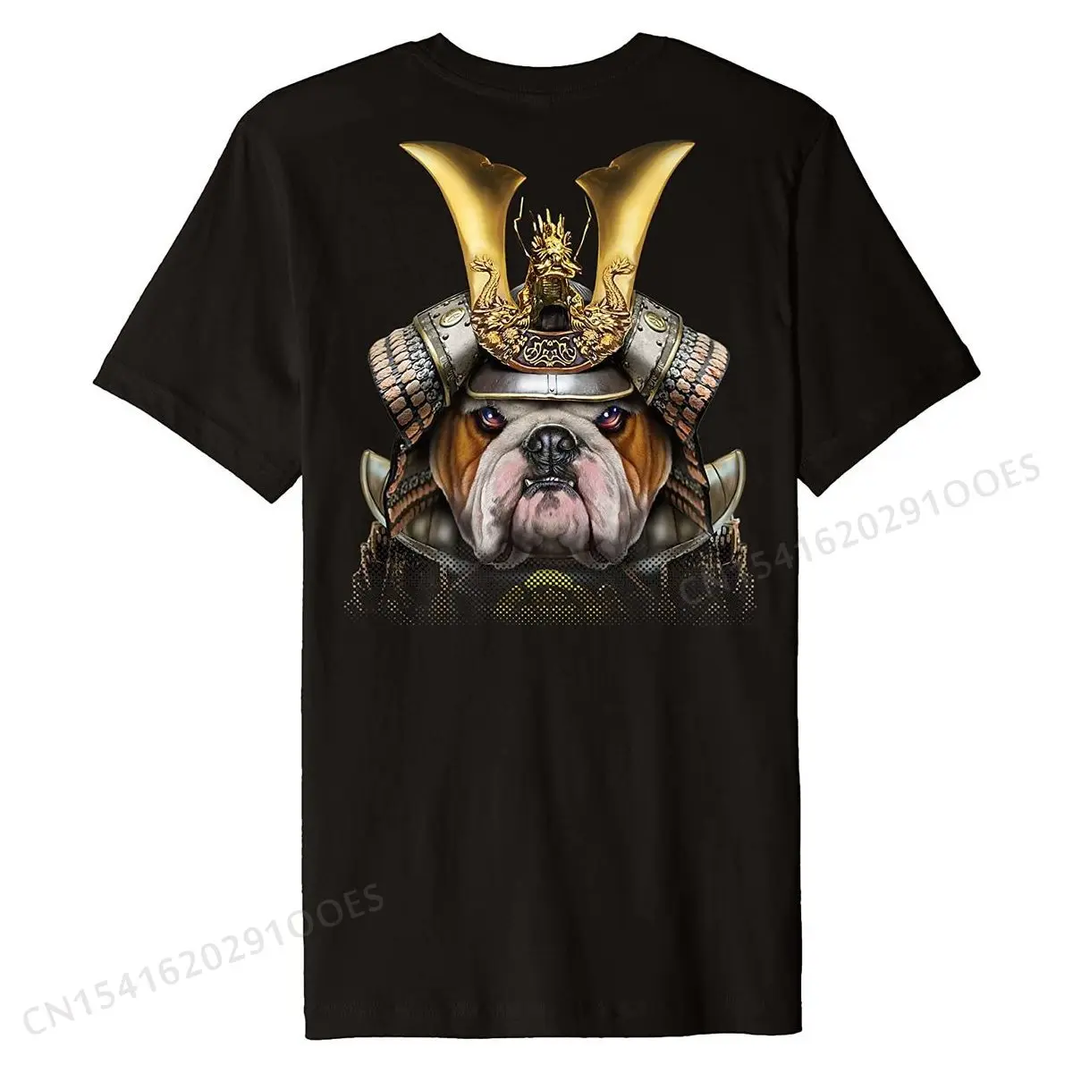 

English Bulldog Warrior wearing Japanese Samurai Armor Premium T-Shirt Coupons Top T-shirts Cotton Tops & Tees for Men