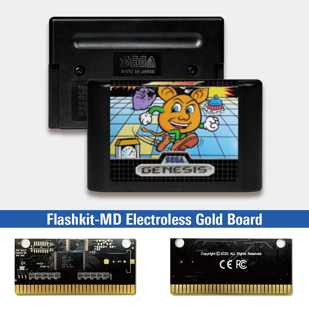 

Zoom! - USA Label Flashkit MD Electroless Gold PCB Card for Sega Genesis Megadrive Video Game Console