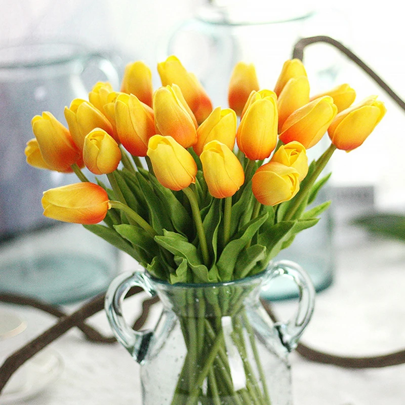 

1PCS Tulip Artificial Flower Real Touch Artificial Bouquet Fake Flower for Wedding Decoration Flowers Home Garen Decor