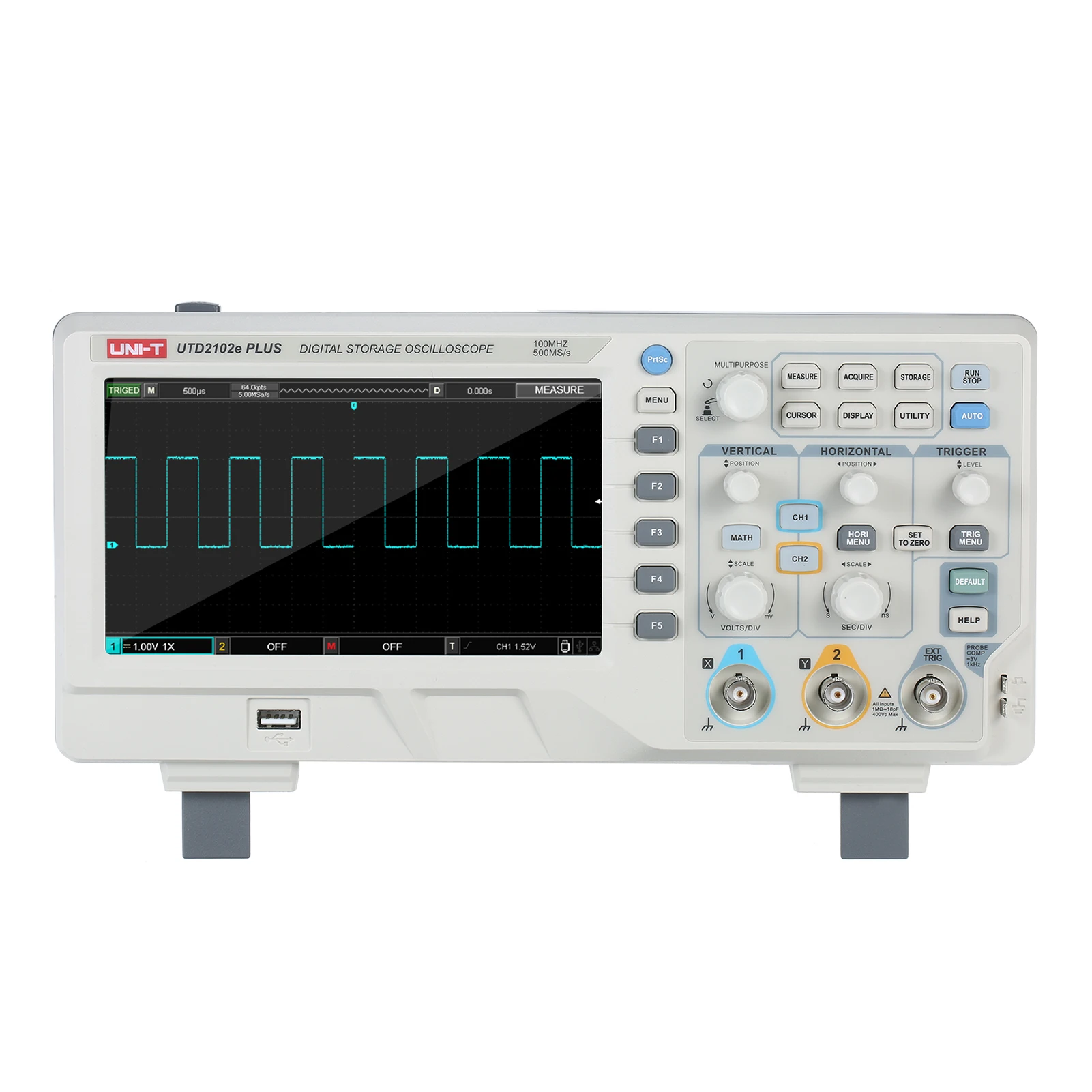 

UNI-T 2-CH Digital Oscilloscope 7-in LCD Display 100MHz Bandwidth 2 Channels 500MS/S Real Time Sample Rate 64kpts Depth Storage