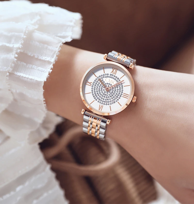 Montre Femme, современная мода, Reloj Mujer, стразы, часы для женщин, сетчатый Браслет из нержавеющей стали, роскошные Звездные наручные часы для женщин