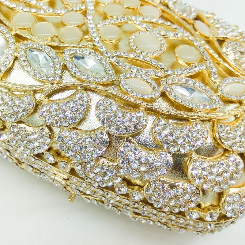 Женский Блестящий клатч Boutique De FGG с золотыми опаловыми камнями|evening clutch bags|bridal