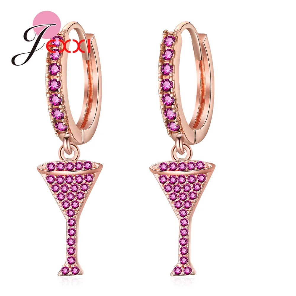 Женские длинные серьги-подвески из розового золота с фианитом | Украшения и