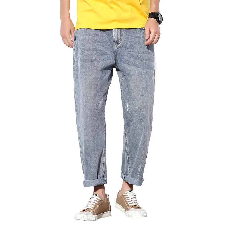 

Jeans Men's New Slim Straight Jeans Large Size Japanese Tide Brand Loose Smashed Men's Jeans Nine Casual Pants