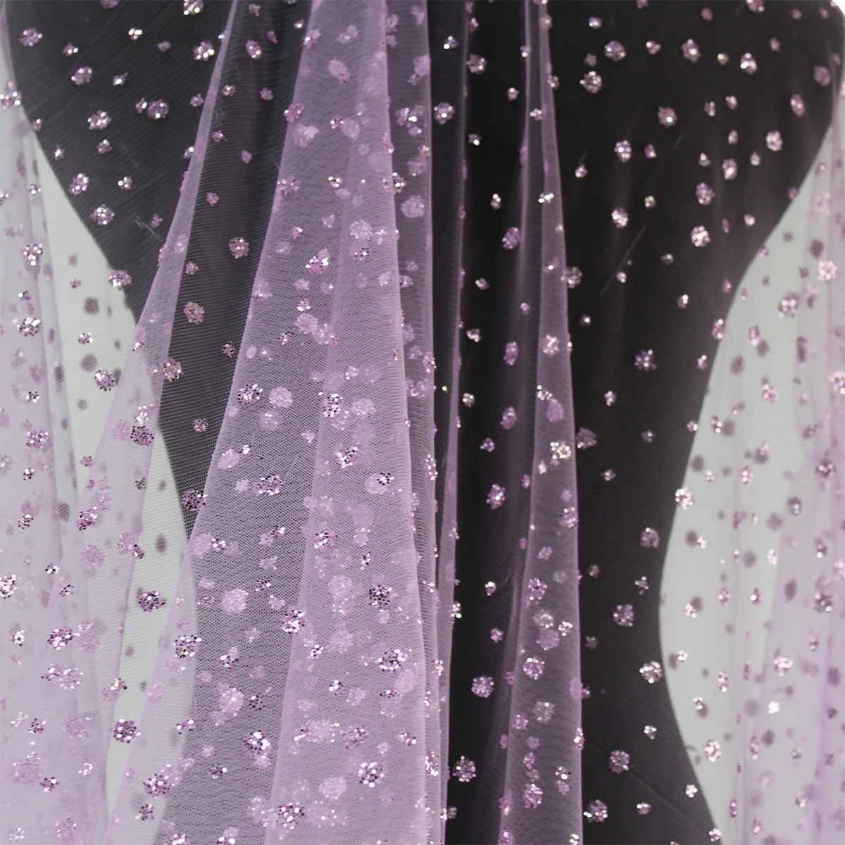 

New Fashion Shining Glitter Dotted Purple Wedding Gowns Tulle Mesh DIY Cape Shrug Accessories Lace Fabric For Bridal Veil French