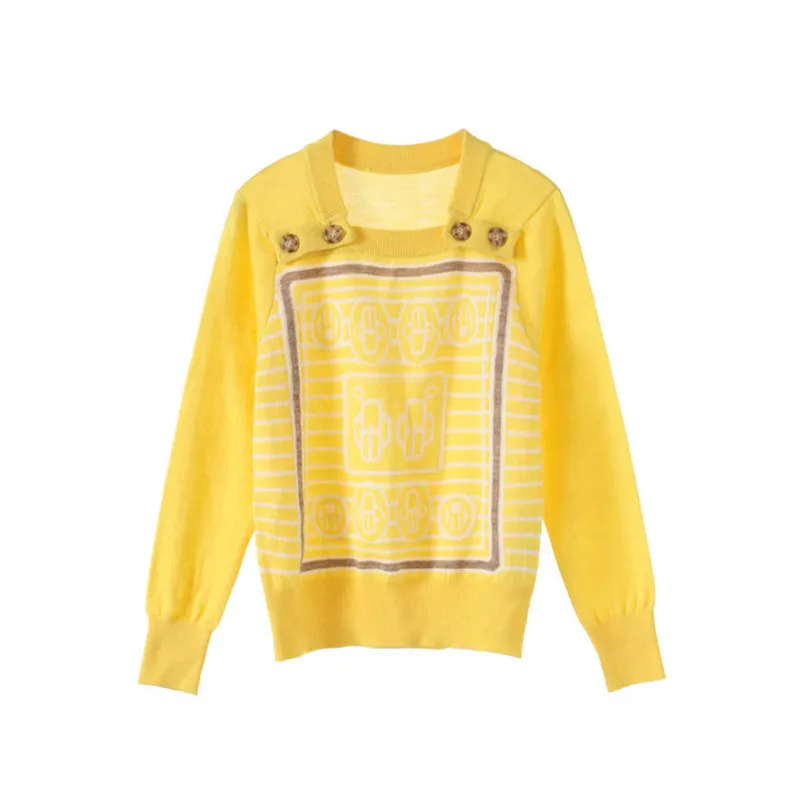 2019 зимний женский вязаный свитер с рождественским принтом пуловеры желтый
