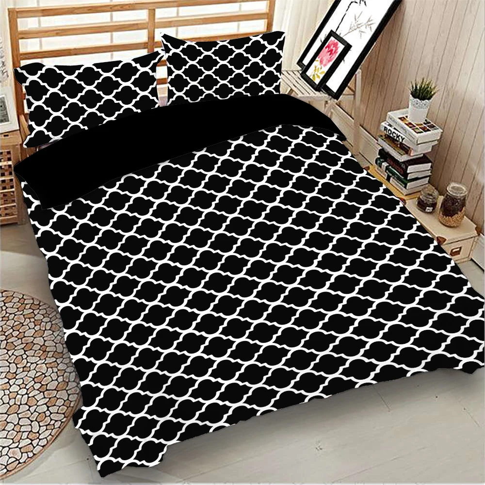 

Honeycomb Duvet cover Geometric Bedding Set Queen King Twin Full Size Black Color Bedclothes bedlinen 3pcs