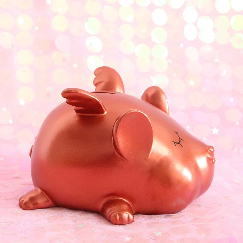 Маленькая золотая мышь копилка мультяшная милая коробка для монет детский