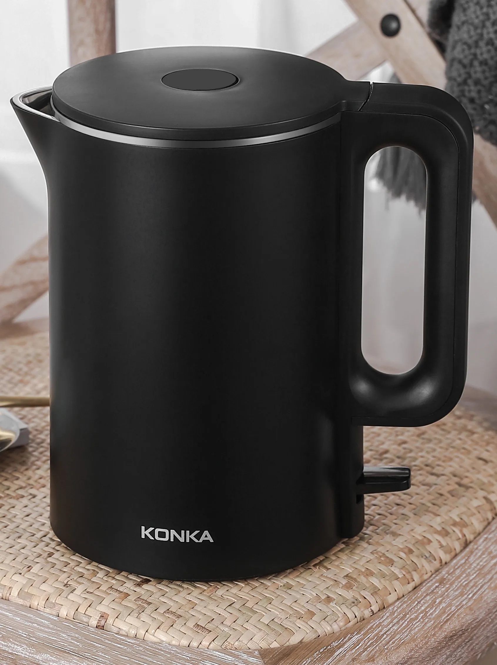 Электрический чайник KONKA, быстрое кипячение, 1,7 л, бытовой умный электрический чайник из нержавеющей стали - Цвет: Black