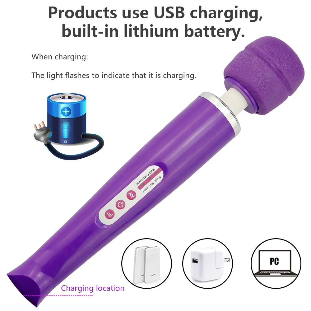 Супер мощный 10 скоростей большой вибратор Волшебная палочка AV Массажер Stick