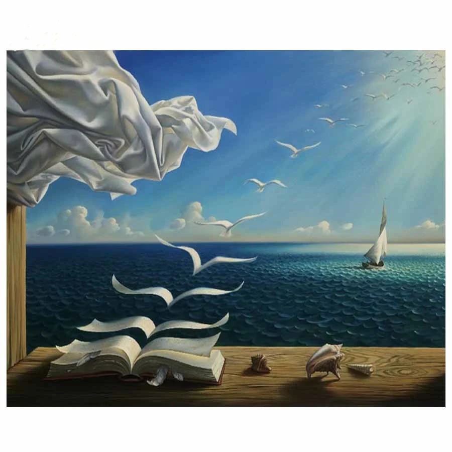 Бриллиантовая вышивка Фэнтези искусство природа живопись солнечный свет книги